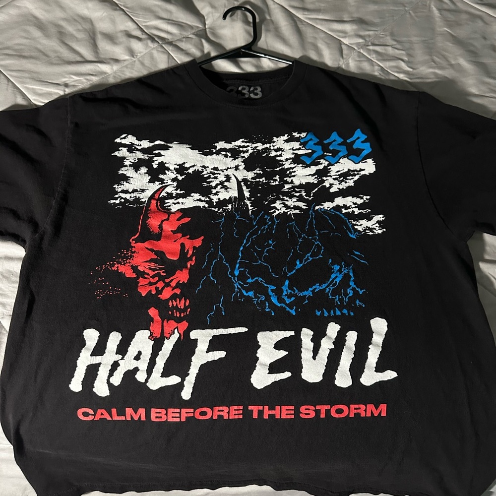 Black Graphic half evil 333 T-Shirt